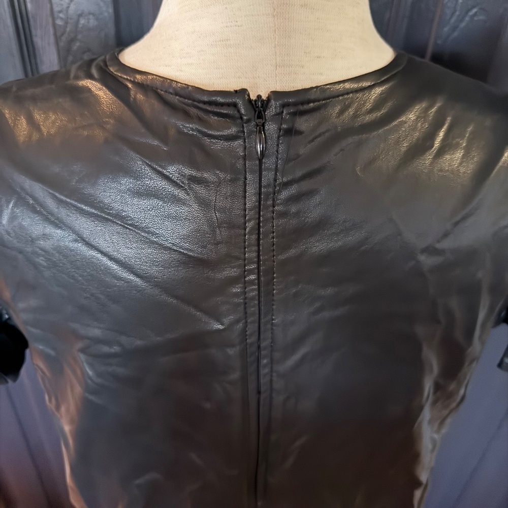 Anthropologie Pinch flutter sleeve faux leather Desi Mini Dress - Picture 6 of 10
